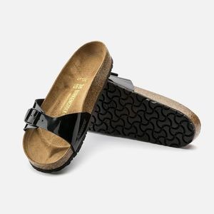 Birkenstock Madrid Birko-flor Black Patent NEW